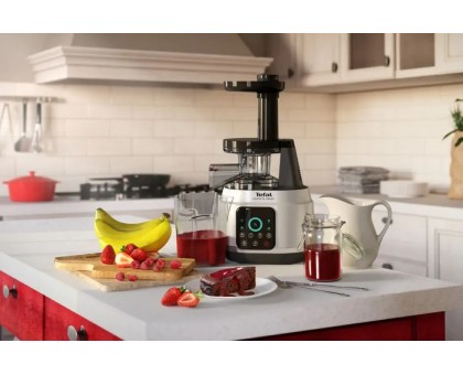 Соковыжималка Tefal Juice&Clean шнековая 150Вт, чаша-0.8л, жмых-0.8л, пластик, серебристо-черный