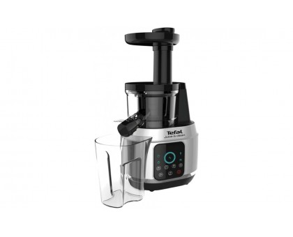 Соковыжималка Tefal Juice&Clean шнековая 150Вт, чаша-0.8л, жмых-0.8л, пластик, серебристо-черный