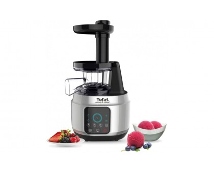 Соковыжималка Tefal Juice&Clean шнековая 150Вт, чаша-0.8л, жмых-0.8л, пластик, серебристо-черный