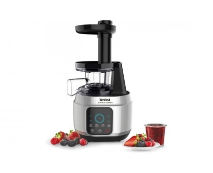 Соковыжималка Tefal Juice&Clean шнековая 150Вт, чаша-0.8л, жмых-0.8л, пластик, серебристо-черный