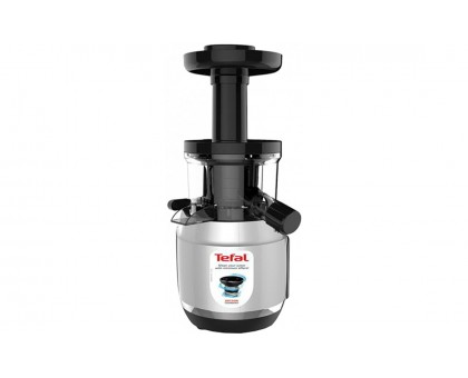 Соковыжималка Tefal Juice&Clean шнековая 150Вт, чаша-0.8л, жмых-0.8л, пластик, серебристо-черный