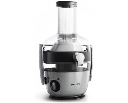 Соковитискач Philips Avance Collection відцентрований 1200Вт, чаша-1л, жмих-2.1л, жолоб на ціле яблуко, пластик/метал, сріблястий