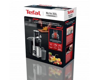 Соковыжималка Tefal Nutri XXL центробежная 1000Вт, чаша-0.8л, жмых-2.2 л, желоб на целое яблоко, пластик/металл, черный