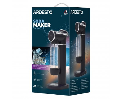 Сифон для газирования воды Ardesto, подключение баллона-резьба, бутылка 1л, рычаг, черный