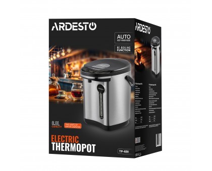 Термопот Ardesto 6л, нержавіюча сталь+пластик, сіро-чорний