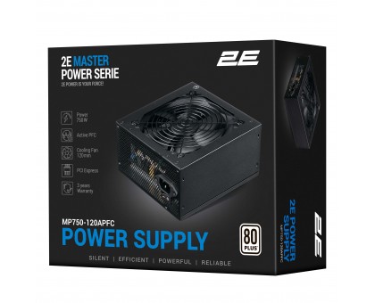Блок живлення 2E Master Power (750W), >80%, 80+ White, 120мм, 1xMB 24pin(20+4), 1xCPU 8pin(4+4), 3xMolex, 5xSATA, 4xPCIe 8pin(6+2) Блок живлення 2E Master Power (750W), >80%, 80+ White, 120мм, 1xMB 24pin(20+4), 1xCPU 8pin(4+4), 3xMolex, 5xSATA, 4xPCIe 8pin(6+2)