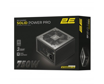 Блок питания 2E GAMING Solid Power Pro ATX3.1 GEN5.0 (750W), >85%, 80+ Bronze, 120мм, 1xMB 24pin(20+4), 2xCPU 8pin(4+4), 3xMolex, 6xSATA, 4xPCIe 8pin(6+2), 1xPCIe GEN5 16pin, Semi Modular Блок питания 2E GAMING Solid Power Pro ATX3.1 GEN5.0 (750W), >85%, 80+ Bronze, 120мм, 1xMB 24pin(20+4), 2xCPU 8pin(4+4), 3xMolex, 6xSATA, 4xPCIe 8pin(6+2), 1xPCIe GEN5 16pin, Semi Modular