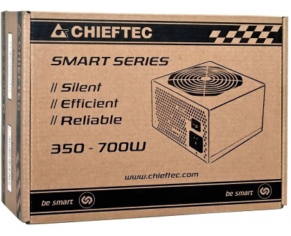 Блок живлення CHIEFTEC Smart  (600W), >85%, 120мм, 1xMB 24pin(20+4), 1xCPU 8pin(4+4), 2xMolex, 4xSATA, 2xPCIe 8pin(6+2)