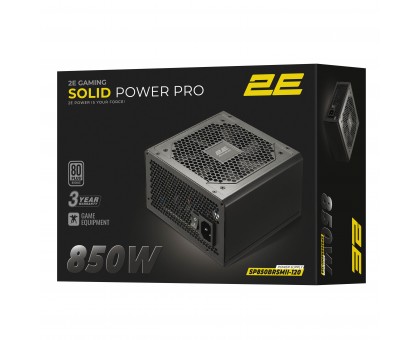 Блок живлення 2E GAMING Solid Power Pro ATX3.1 GEN5.0 (850W), >85%, 80+ Bronze, 120мм, 1xMB 24pin(20+4), 2xCPU 8pin(4+4), 3xMolex, 6xSATA, 4xPCIe 8pin(6+2), 1xPCIe GEN5 16pin, Semi Modular Блок живлення 2E GAMING Solid Power Pro ATX3.1 GEN5.0 (850W), >85%, 80+ Bronze, 120мм, 1xMB 24pin(20+4), 2xCPU 8pin(4+4), 3xMolex, 6xSATA, 4xPCIe 8pin(6+2), 1xPCIe GEN5 16pin, Semi Modular