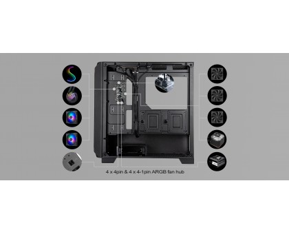 Корпус SilverStone Fara FA312Z-BG без БЖ, 2xUSB3.0, 2x140мм, ARGB VGA 365мм, LCS ready, TG Side Panel, mATX, чорний
