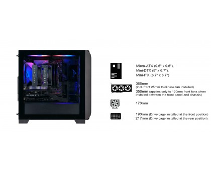Корпус SilverStone Fara FA312Z-BG без БЖ, 2xUSB3.0, 2x140мм, ARGB VGA 365мм, LCS ready, TG Side Panel, mATX, чорний