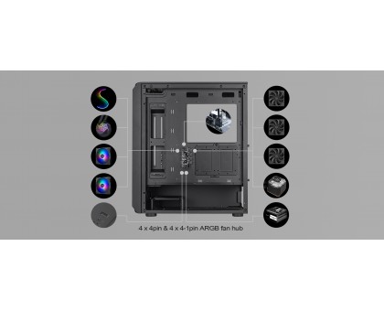 Корпус SilverStone Fara FA511Z-BG без БЖ, 2xUSB3.0, 3x120мм, ARGB VGA 360мм, LCS ready, TG Side Panel, ATX, чорний