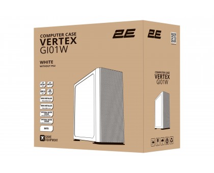Корпус 2E GAMING Vertex GI01W без БЖ 2xUSB3.0, 1xUSBType-C, 3x140мм ARGB, 1x120мм ARGB, VGA 380мм, LCS ready, контролер з пультом, TG Side Panel, EATX, білий
