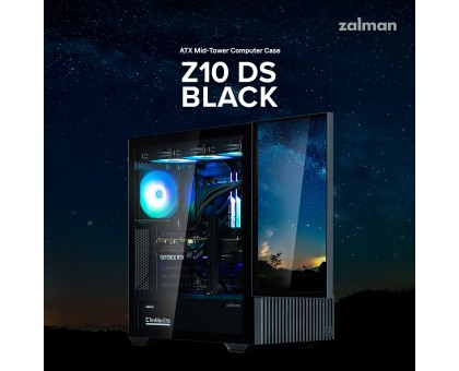 Корпус Zalman Z10 DS, без БЖ, 2xUSB3.0, 1хUSB Type-C, 2х120мм, 1x120мм ARGB, TG Side Panel, ATX, Monitor, чорний Корпус Zalman Z10 DS, без БЖ, 2xUSB3.0, 1хUSB Type-C, 2х120мм, 1x120мм ARGB, TG Side Panel, ATX, Monitor, чорний