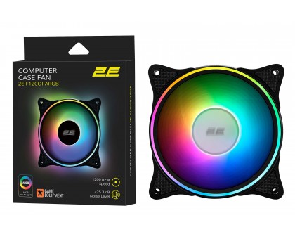 Корпусный вентилятор 2E GAMING F120OI-ARGB 120мм 1200rpm 3pin, 3pin +5VARGB 25.3dBa чёрный