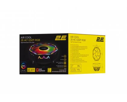 Процесорний кулер 2E GAMING Air Cool AC120ZP RGB, LGA1851, 1700, 1200, 115x, 775, AM5, AM4, AM3, AM3+, AM2, AM2+, FM2, FM1, 4pin RGB, TDP 95W