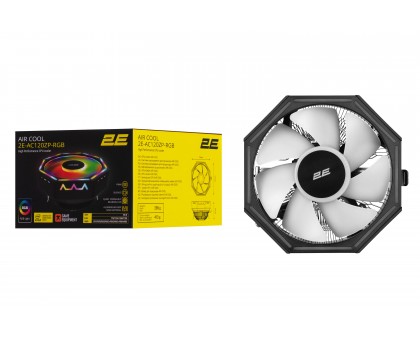 Процесорний кулер 2E GAMING Air Cool AC120ZP RGB, LGA1851, 1700, 1200, 115x, 775, AM5, AM4, AM3, AM3+, AM2, AM2+, FM2, FM1, 4pin RGB, TDP 95W