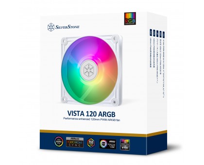 Корпусный вентилятор SilverStone Vista VS120W-ARGB 120мм 2000rpm 4pinPWM, 3pin +5VARGB 30.6dBa белый