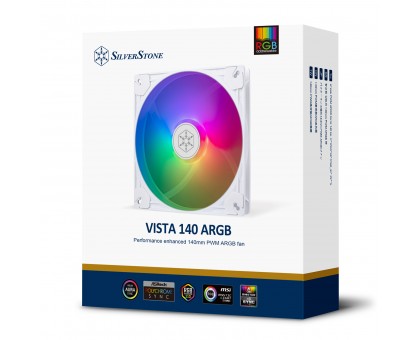 Корпусный вентилятор SilverStone Vista VS140W ARGB 140мм 1600rpm 4pinPWM, 3pin +5VARGB 30.8dBa белый