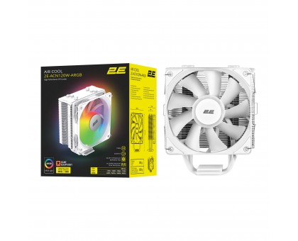Процессорный кулер 2E GAMING Air Cool ACN120W-ARGB, LGA1851, 1700, 1200, 115x, 1366, AM5, AM4, AM3, AM3+, AM2 ,AM2+, FM2, FM1 4pin PWM, 3pin +5VARGB, TDP 180W