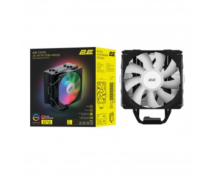 Процессорный кулер 2E GAMING Air Cool ACN120B-ARGB, LGA1851, 1700, 1200, 115x, 1366, AM5, AM4, AM3, AM3+, 4pin PWM, 3pin +5VARGB, TDP 180W
