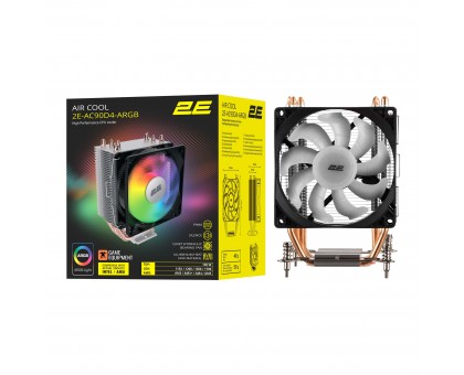 Процессорный кулер 2E GAMING Air Cool AC90D4-ARGB, LGA1851, 1700, 1200, 1366, 115x, AM5, AM4, AM3, AM3+, 4pin PWM, TDP 130W