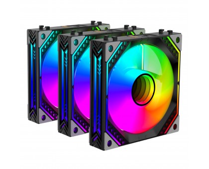 Корпусные вентиляторы 2E GAMING Air Cool Magic Mirror ACF120MB-ARGB, 3x120мм, 2000rpm, 4pin PWM +5VARGB, 20.5dBa, чёрный