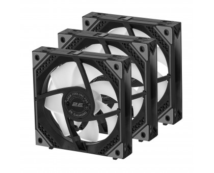 Корпусные вентиляторы 2E GAMING Air Cool Magic Mirror ACF120MB-ARGB, 3x120мм, 2000rpm, 4pin PWM +5VARGB, 20.5dBa, чёрный