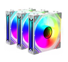 Корпусні вентилятори 2E GAMING Air Cool Magic Mirror ACF120MW-ARGB, 3x120мм, 2000rpm, 4pin PWM +5VARGB, 20.5dBa, білий