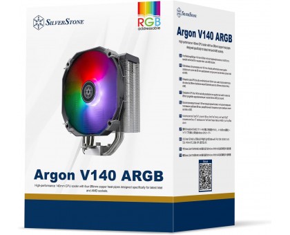 Процессорный кулер SilverStone Argon V140 ARGB, LGA1700, 2066, 2011, 115x,  AM5, AM4, TDP180W