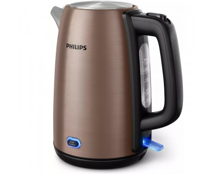 Електрочайник Philips Viva Collection 1.7л, метал, LED підсвітка, мідно-чорний