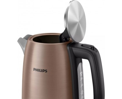 Електрочайник Philips Viva Collection 1.7л, метал, LED підсвітка, мідно-чорний