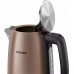 Електрочайник Philips Viva Collection 1.7л, метал, LED підсвітка, мідно-чорний