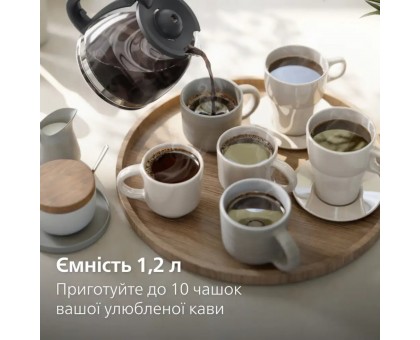 Кавоварка Philips крапельна Essentials Collection, 1.38л, мелена, підтримка температури, темно-сірий