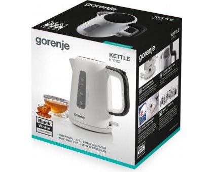 Електрочайник Gorenje 1.7л, Strix контроль, пластик, білий Електрочайник Gorenje 1.7л, Strix контроль, пластик, білий