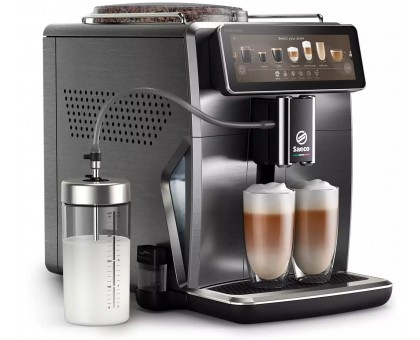 Кофемашина Saeco Xelsis Deluxe 1.7л, зерно + молоко, автомат.капучинатор, авторецептов - 22, серебристый Кофемашина Saeco Xelsis Deluxe 1.7л, зерно + молоко, автомат.капучинатор, авторецептов - 22, серебристый
