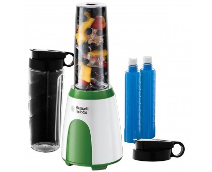 Блендер для смузи Russell Hobbs Explore Mix&Go Cool, 300Вт, чаша-600мл, 2 холодогенератора, бело-зеленый Блендер для смузи Russell Hobbs Explore Mix&Go Cool, 300Вт, чаша-600мл, 2 холодогенератора, бело-зеленый