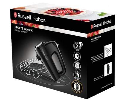 Миксер Russell Hobbs ручной Matte Black 350Вт, насадки-4, турбо, черный Миксер Russell Hobbs ручной Matte Black 350Вт, насадки-4, турбо, черный