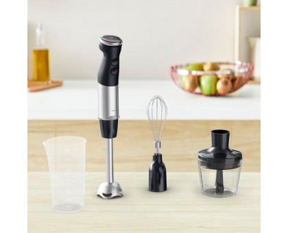 Блендер Tefal заглибний Quickchef+ 1000Вт, 3в1, чаша-800мл, чопер-500мл, турборежим, сріблясто-чорний Блендер Tefal заглибний Quickchef+ 1000Вт, 3в1, чаша-800мл, чопер-500мл, турборежим, сріблясто-чорний