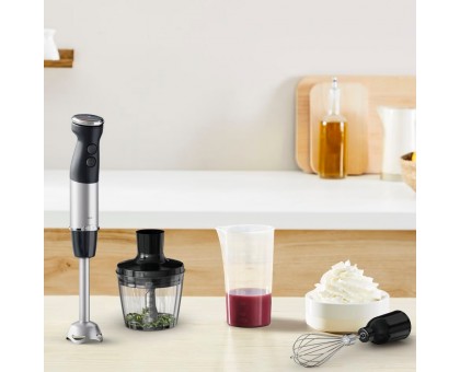 Блендер Tefal заглибний Quickchef+ 1000Вт, 3в1, чаша-800мл, чопер-500мл, турборежим, сріблясто-чорний Блендер Tefal заглибний Quickchef+ 1000Вт, 3в1, чаша-800мл, чопер-500мл, турборежим, сріблясто-чорний