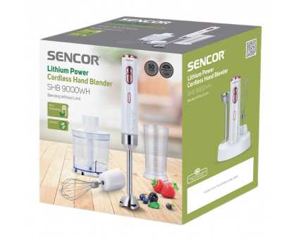 Блендер погружной Sencor Accu technology, 200Вт, 3в1, чаша-800мл, безпроводной, USB-C, белый Блендер погружной Sencor Accu technology, 200Вт, 3в1, чаша-800мл, безпроводной, USB-C, белый