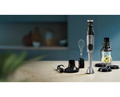 Блендер Philips заглибний Series 5000, 1200Вт, 4в1, чопер XL, спіралайзер, чорний Блендер Philips заглибний Series 5000, 1200Вт, 4в1, чопер XL, спіралайзер, чорний