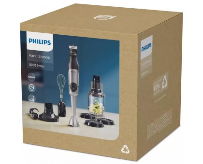 Блендер Philips заглибний Series 5000, 1200Вт, 4в1, чопер XL, спіралайзер, чорний Блендер Philips заглибний Series 5000, 1200Вт, 4в1, чопер XL, спіралайзер, чорний