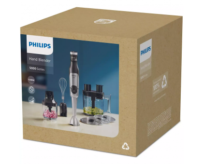 Блендер Philips погружной Series 5000, 1200Вт, 5в1, чопер, терки, черный Блендер Philips погружной Series 5000, 1200Вт, 5в1, чопер, терки, черный