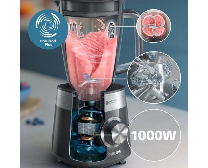 Блендер PHILIPS стационарный Series 5000, 1000Вт, чаша-2000мл, серый Блендер PHILIPS стационарный Series 5000, 1000Вт, чаша-2000мл, серый