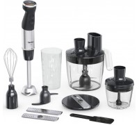 Блендер Tefal погружной Quickchef Quartzite, 1000Вт, 4в1, чаша-800мл, чопер-500мл, кухонный комбайн 5в1, турборежим, серо-черный