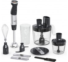 Блендер Tefal погружной Quickchef Quartzite, 1000Вт, 4в1, чаша-800мл, чопер-500мл, кухонный комбайн 5в1, турборежим, серо-черный