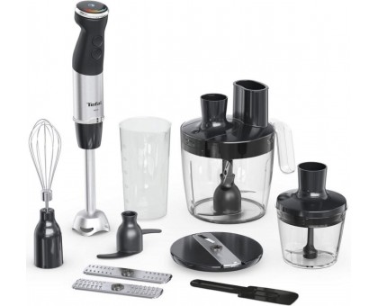 Блендер Tefal погружной Quickchef Quartzite, 1000Вт, 4в1, чаша-800мл, чопер-500мл, кухонный комбайн 5в1, турборежим, серо-черный Блендер Tefal погружной Quickchef Quartzite, 1000Вт, 4в1, чаша-800мл, чопер-500мл, кухонный комбайн 5в1, турборежим, серо-черный
