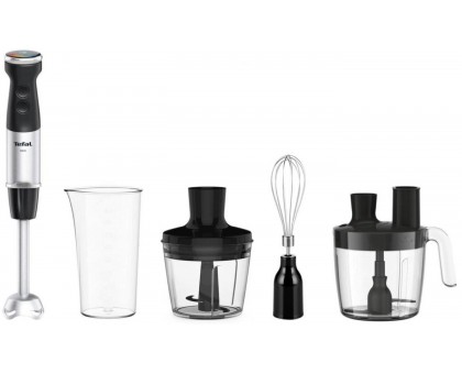 Блендер Tefal погружной Quickchef Quartzite, 1000Вт, 4в1, чаша-800мл, чопер-500мл, кухонный комбайн 5в1, турборежим, серо-черный Блендер Tefal погружной Quickchef Quartzite, 1000Вт, 4в1, чаша-800мл, чопер-500мл, кухонный комбайн 5в1, турборежим, серо-черный