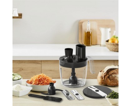 Блендер Tefal погружной Quickchef Quartzite, 1000Вт, 4в1, чаша-800мл, чопер-500мл, кухонный комбайн 5в1, турборежим, серо-черный Блендер Tefal погружной Quickchef Quartzite, 1000Вт, 4в1, чаша-800мл, чопер-500мл, кухонный комбайн 5в1, турборежим, серо-черный